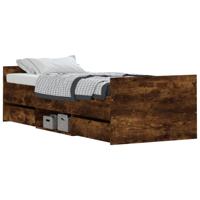 Bedframe met hoofd- en voeteneinde gerookt eiken 75x190 cm - thumbnail