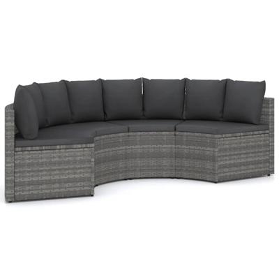 4-delige Loungeset met kussens poly rattan grijs