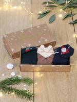 Set van 3 paar kerstsokken voor babyjongens. pecannoot - thumbnail
