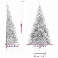 VidaXL Kunstmatig voorverlicht kerstboom met 300 led zilver 240 cm pet - thumbnail
