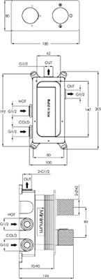 Ben Engraved Cross Slim inbouw regendoucheset Ø25cm met plafondaansluiting geborsteld koper pvd