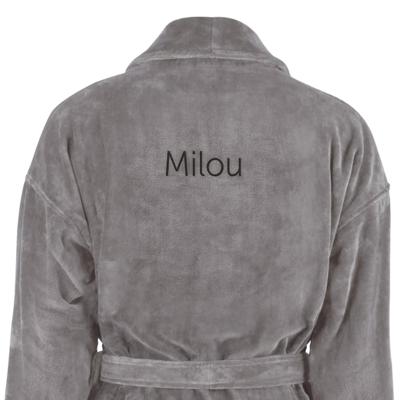 Dames badjas borduren - Grijs - S/M