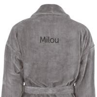 Dames badjas borduren - Grijs - S/M - thumbnail