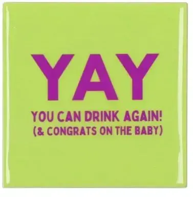 Daan Kromhout Design tegeltje keramiek yay you can drink again 10x10cm green