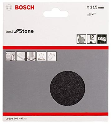 Bosch Accessories 2608605497 Schuurpapier voor schuurschijf Met klittenband, Ongeperforeerd Korrelgrootte (num) 80 (Ø) 115 mm 10 stuk(s)