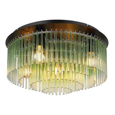 Globo Zwarte plafondlampGorley met groen glas Ø 50cm - 15698D1G