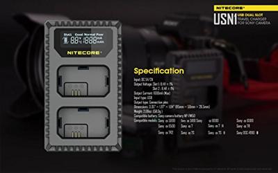 Nitecore Sony NP-FW50 dubbel lader Nitecore Sony NP-FW50 dubbel lader