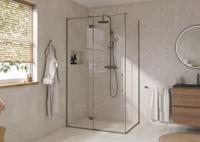 Saqu Grace douchecabine met draaideur links incl. antikalk 120x90x210cm geborsteld grijs - thumbnail