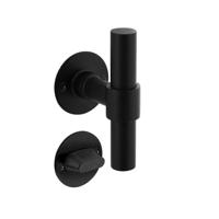 Deurkruk L/T recht met rozet ø50x2mm en WC-sluiting met stift 8x8mm structuur zwart - thumbnail
