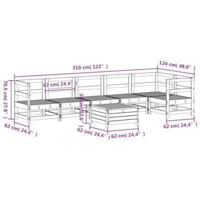 7-delige Loungeset massief grenenhout wit