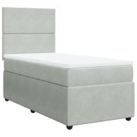Boxspring met matras fluweel lichtgrijs 140x200 cm - thumbnail