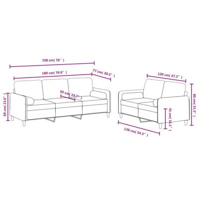 2-delige Loungeset met kussens fluweel crèmekleurig