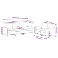2-delige Loungeset met kussens fluweel crèmekleurig - thumbnail