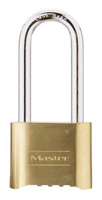 Masterlock 51mm - zinc body with brass finish - 57mm hardened steel long shackle, - 175EURDLH