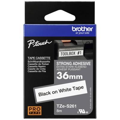 Brother TZe-S261 Labeltape extra sterk klevend Tapekleur: Wit Tekstkleur: Zwart 36 mm 8 m