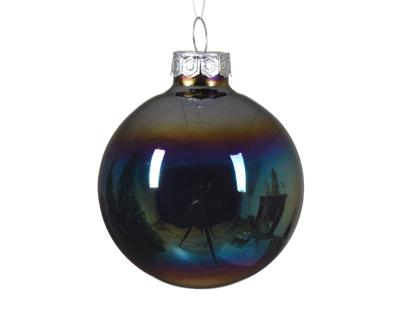 Kerstbal glas d6 cm zwart iris 6st kerst Decoris - Decoris