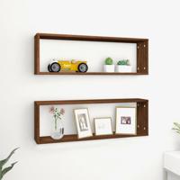 Wandschappen kubus 2 st 80x15x26,5 cm bewerkt hout bruineiken - thumbnail