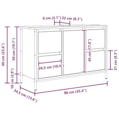 Wastafelkast met lades 90x34,5x60 cm gerookt eikenkleurig Wastafelkast met lades 90x34,5x60 cm gerookt eikenkleurig