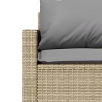 Tuinbank 3-zits met kussens poly rattan beige - thumbnail