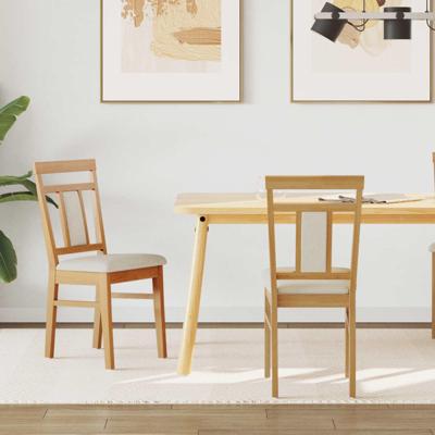 Eetkamerstoel 2 pcs Natuurlijk en Licht Massief Rubberhout