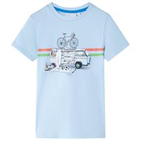 Kindershirt met busjesprint 92 lichtblauw - thumbnail