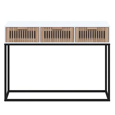 Wandtafel 105x30x75 cm bewerkt hout en ijzer wit Wandtafel 105x30x75 cm bewerkt hout en ijzer wit