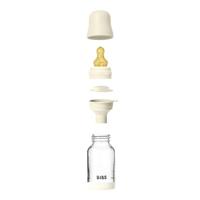 BIBS Glas Latex Slow Flow Babyfles 0+ Maanden Ivory - thumbnail