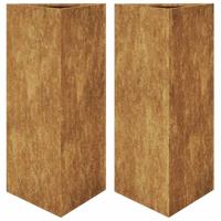 Plantenbakken 2 st driehoek 40x34,5x70 cm cortenstaal - thumbnail