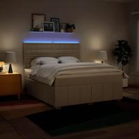 Boxspring met matras stof crèmekleurig 180x200 cm - thumbnail