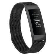 Fitbit Charge 3 & 4 milanese bandje - Maat: Large - zwart - thumbnail