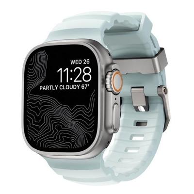 Nomad Rocky Point Band Apple Watch Ultra 46mm / 49mm Icy Blue Glow Connector Black
