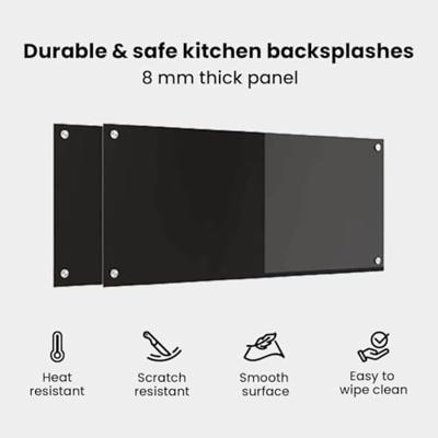 VidaXL Keuken achterwand 2 pcs zwart 90 x 40 cm gehard glas