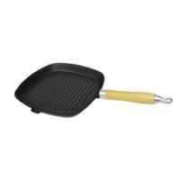 VidaXL Grillpan met houten handvat gietijzer 20x20 cm - thumbnail
