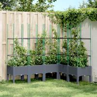 VidaXL Plantenbak met latwerk 160x120x142,5 cm polypropeen blauwgrijs - thumbnail