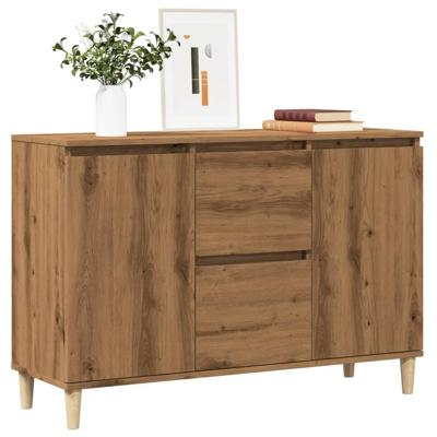 Dressoir 102x35x70 cm bewerkt hout artisanaal eikenkleurig