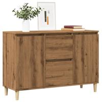 Dressoir 102x35x70 cm bewerkt hout artisanaal eikenkleurig - thumbnail