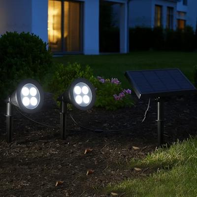 Dubbele zonne-schijnwerper verbonden met zonnepaneel op afstand 2 in 1 om te prikken of om krachtige verlichting vast te zetten witte LED dimbaar FAMILY SPIKY