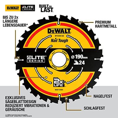 DeWALT Cirkelzaagblad voor Multimaterial | Extreme | Ø 190mm Asgat 30mm 24T - DT10304-QZ - thumbnail