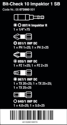 Wera Bit-Check 10 Impaktor 1 SB, 10 -delig - 1 stuk(s) - 05073980001 - thumbnail