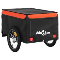 VidaXL Fietstrailer 45 kg ijzer zwart en oranje - thumbnail