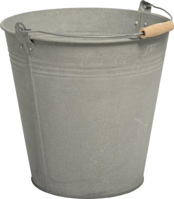 Mega Collections Zinc Emmer met Houten Greep - Ø25 x H22 cm - Old Look