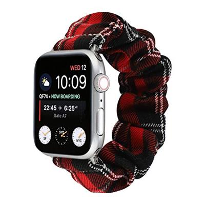 Elastisch scrunchie nylon bandje - Rood / Zwart - Geschikt voor Apple Watch 44mm / 45mm / 46mm / 49mm Elastisch scrunchie nylon bandje - Rood / Zwart - Geschikt voor Apple Watch 44mm / 45mm / 46mm / 49mm