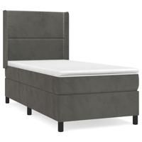 Boxspring met matras fluweel donkergrijs 90x200 cm - thumbnail