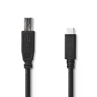 Kabel USB 2.0 | Type-C male - B male | 1,0 m | Zwart Kabel USB 2.0 | Type-C male - B male | 1,0 m | Zwart