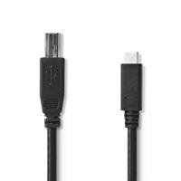 Kabel USB 2.0 | Type-C male - B male | 1,0 m | Zwart - thumbnail