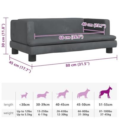VidaXL Hondenmand 80x45x30 cm fluweel donkergrijs VidaXL Hondenmand 80x45x30 cm fluweel donkergrijs
