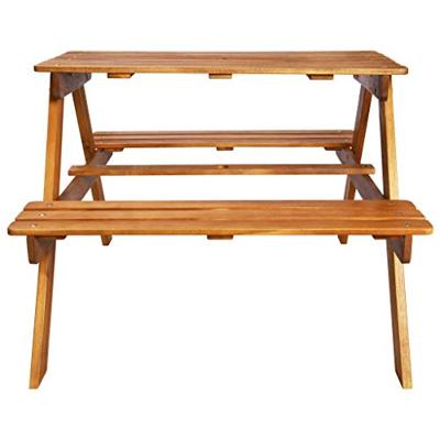 Kinderpicknicktafel met parasol 79x90x60 cm massief acaciahout - thumbnail
