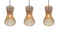 Trio 3-lichts hanglampBijou zwart met rotan - R31833026 - thumbnail