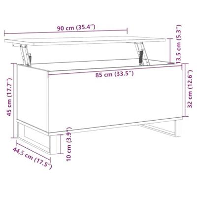 Salontafel 90x44,5x45 cm bewerkt hout grijs sonoma eikenkleurig - thumbnail