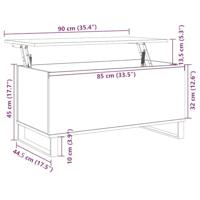 Salontafel 90x44,5x45 cm bewerkt hout bruineikenkleurig - thumbnail